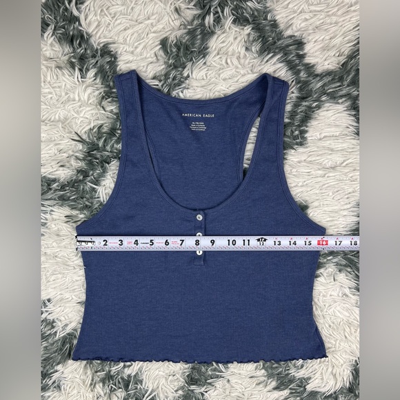 American Eagle Women's Henley True Tank Blue Size XLarge Cropped - Picture 5 of 8
